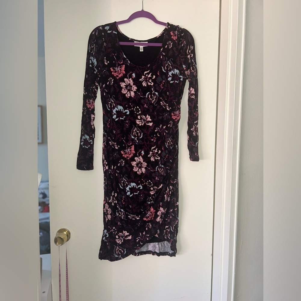 Jessica Simpson maternity Black Sheath Dress Long Sleeve Scoop Neck